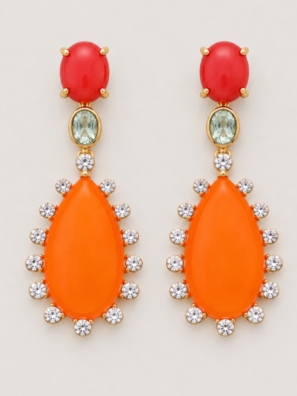 New! Orange Colorful Gemstone Drop Earrings NWOT